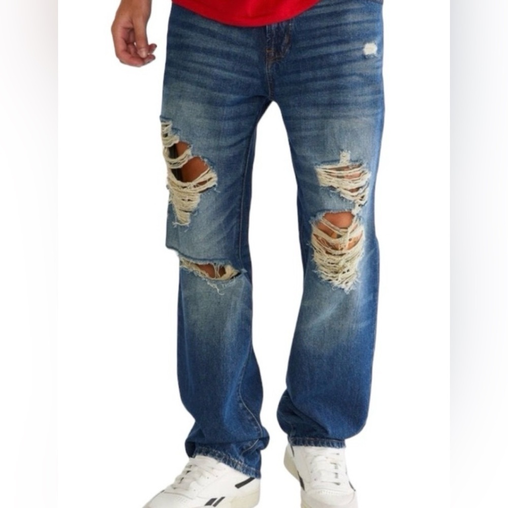Aeropostale Men's Relaxed Ripped Denim Jeans Size 32x32 Distressed Destroyed